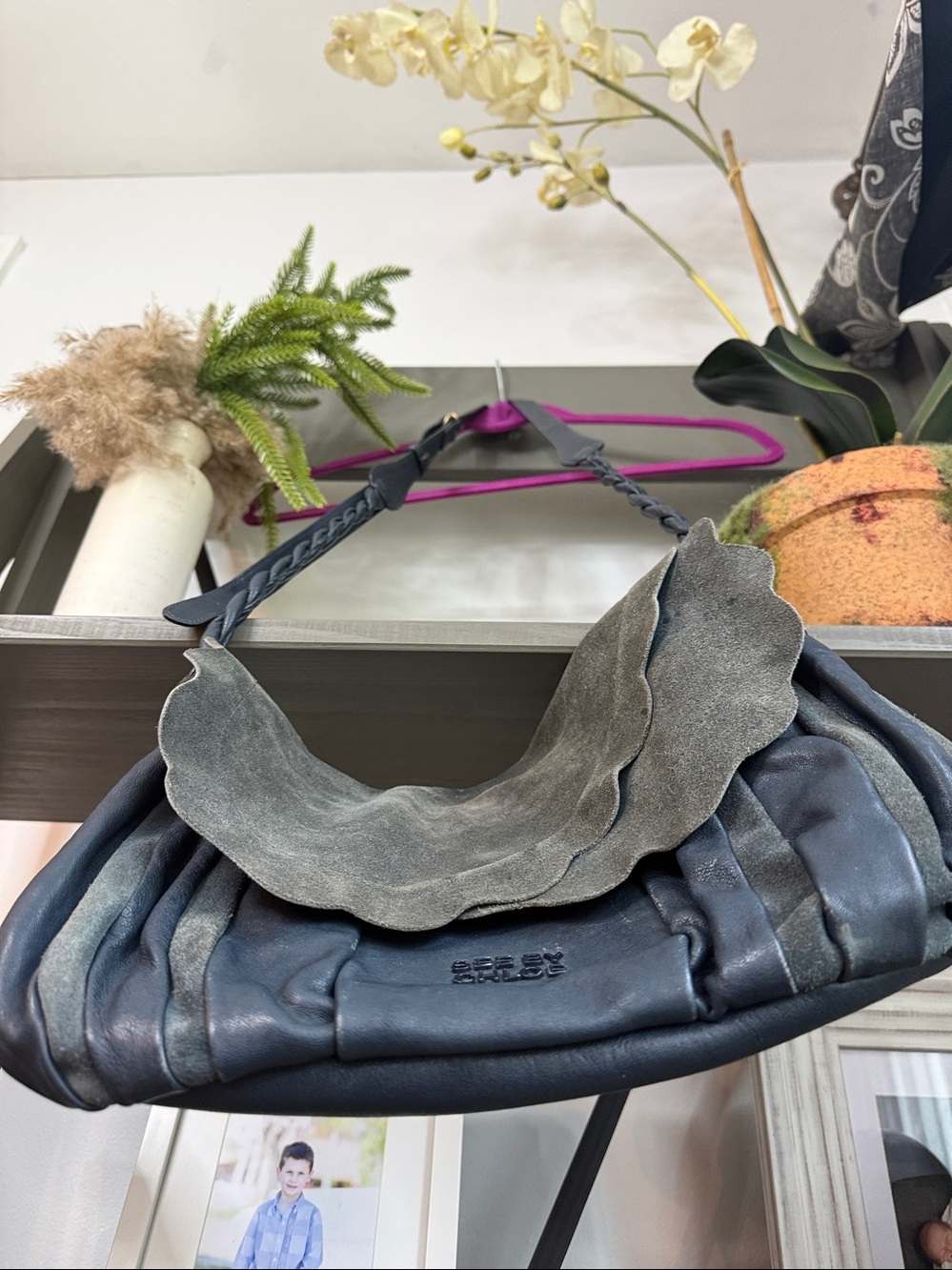 See By Chloe Scalloped Flap Suede Crossbody - Dark Gray - Picture 17 of 17